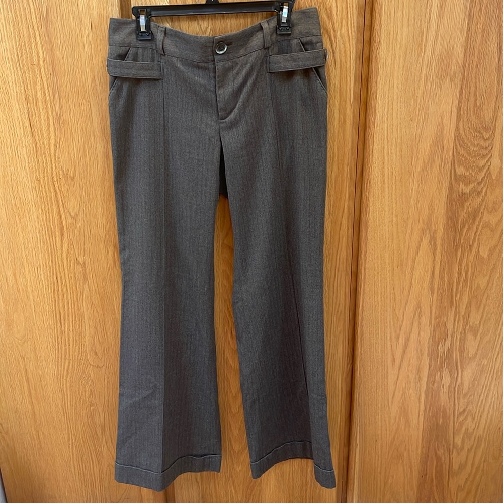 Anthropologie Cartonnier Wide Leg Cuffed Brown Pinstripe Pants Trousers 10